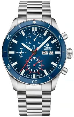Tutima Glashütte Grand Flieger Airport Automatic Chronograph (41mm) Blue Dégradé Dial / Stainless Steel Bracelet 6407-02