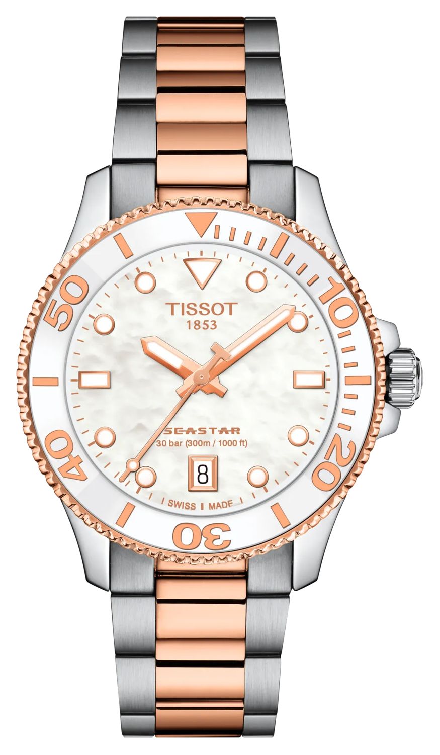 Tissot Seastar 1000m quartz (36mm) cadran nacre blanche / montre