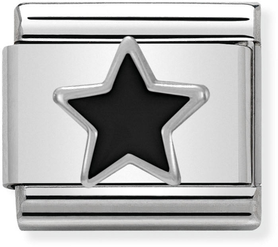 Nomination Classic Black Star Sterling Silver & Steel Enamel Charm 330202/05