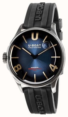 U-Boat Darkmoon ss (40mm) cadran bleu impérial soleil / bracelet en caoutchouc vulcanisé noir 9021/B