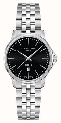 Certina Ds-8 lady (31 mm) zwarte wijzerplaat / roestvrijstalen armband C0450101105100