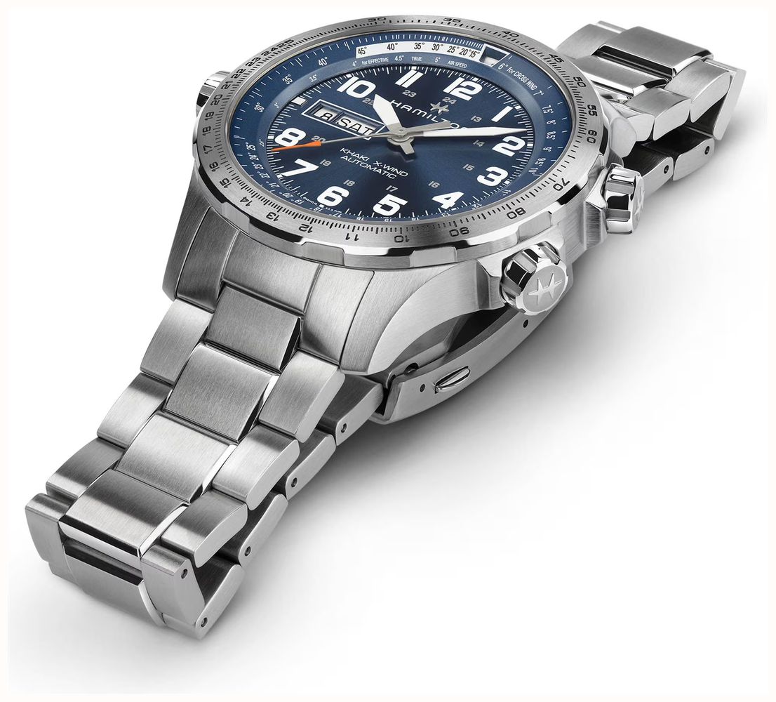 Hamilton Khaki Aviation X-Wind Day-Date Automatic (45mm) Blue Dial / Stainless Steel Bracelet H77765141 - alternate view 3