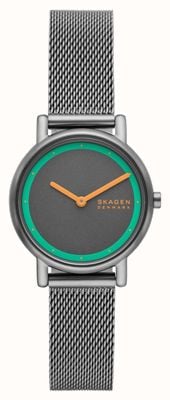 Skagen Reloj signatur lille (30 mm) para mujer con esfera gris y pulsera de malla de acero gris SKW3118