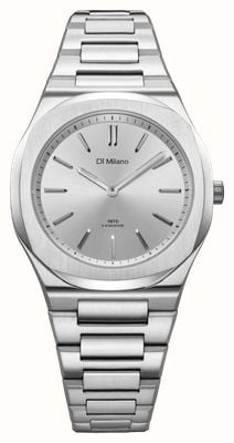D1 Milano Cadran argenté ultra-fin (34 mm) à effet soleillé / bracelet en acier inoxydable UHBL01