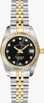 Jacques Du Manoir Inspiration Elegance (26mm) Black Sunray Dial / Two-Tone Stainless Steel Bracelet NRO.20