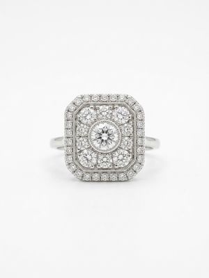 1.06ct Round Brilliant Natural Diamond 18ct White Gold Cluster Ring SL8858(WG)