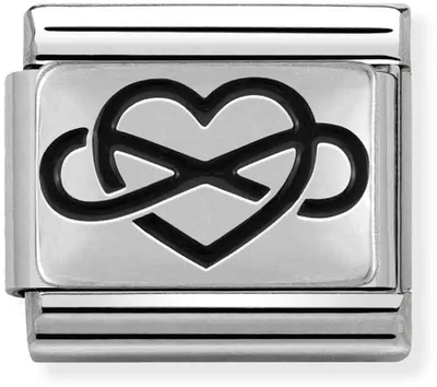 Nomination Classic Heart Oxidised Sterling Silver & Steel Charm 330102/05
