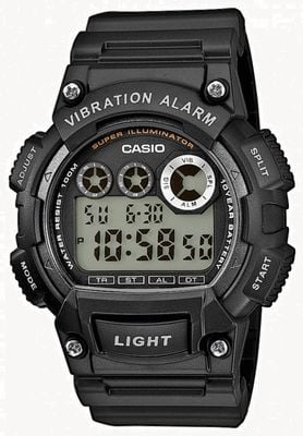 Casio Montre-réveil vibratoire bracelet en résine noire pour homme W-735H-1AVEF