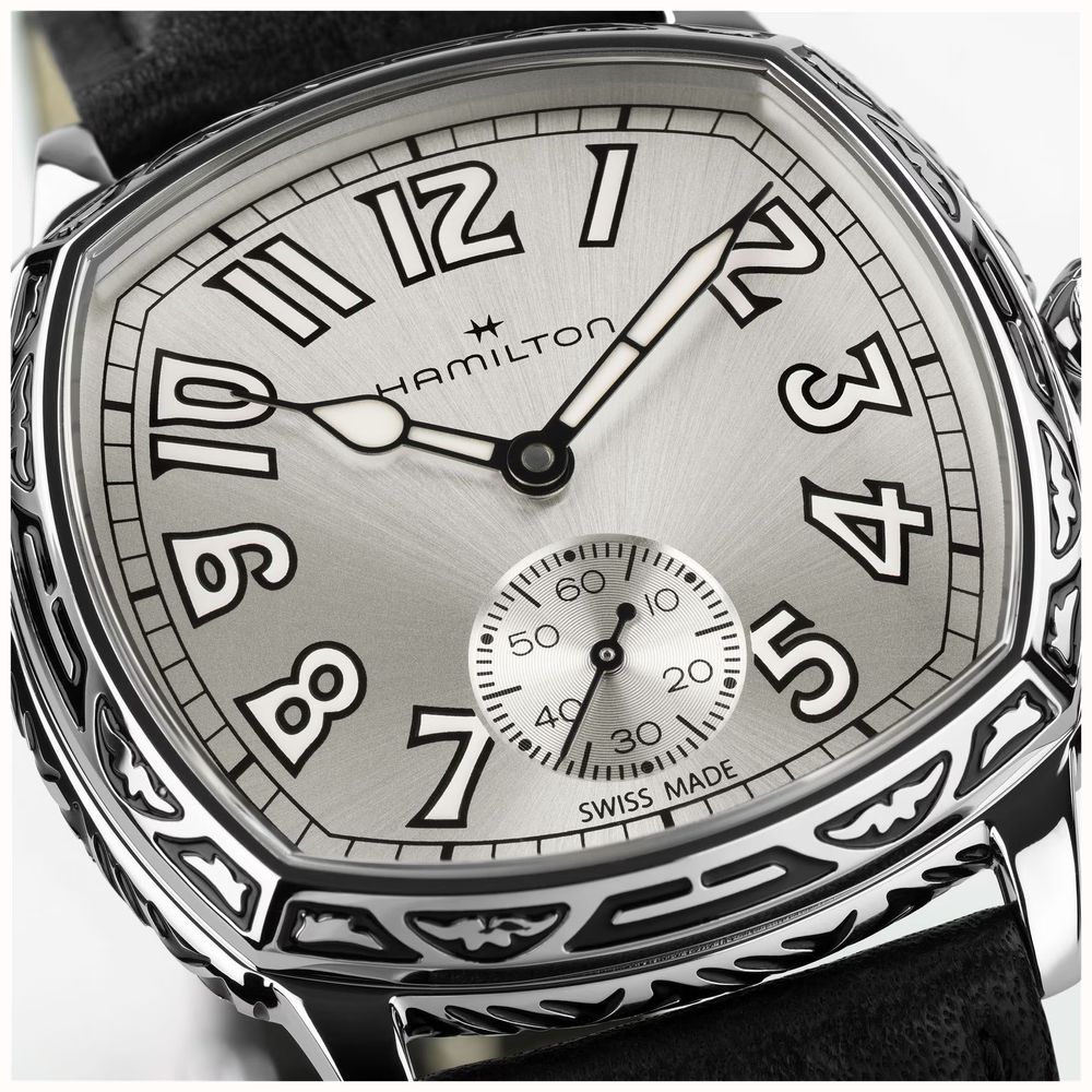 Hamilton American Classic Cushion Mechanical (34mm) Silver Sunray Dial / Black Leather Strap Watch H36149710 - alternative Ansicht 6