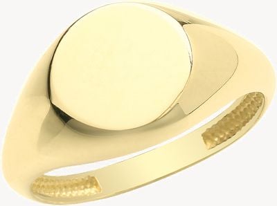 9ct Yellow Gold Womens Round Signet Ring Size L RN940/L