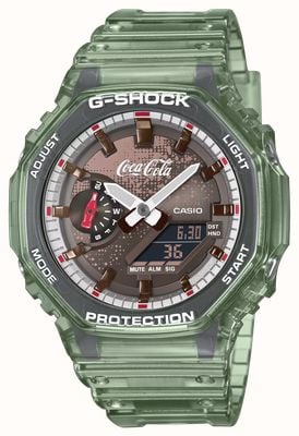 Casio G-Shock x Coca-Cola 2100-Series Special Edition (45.4mm) Brown Dial / Transparent Green Resin Band GA-2100CC-3AER