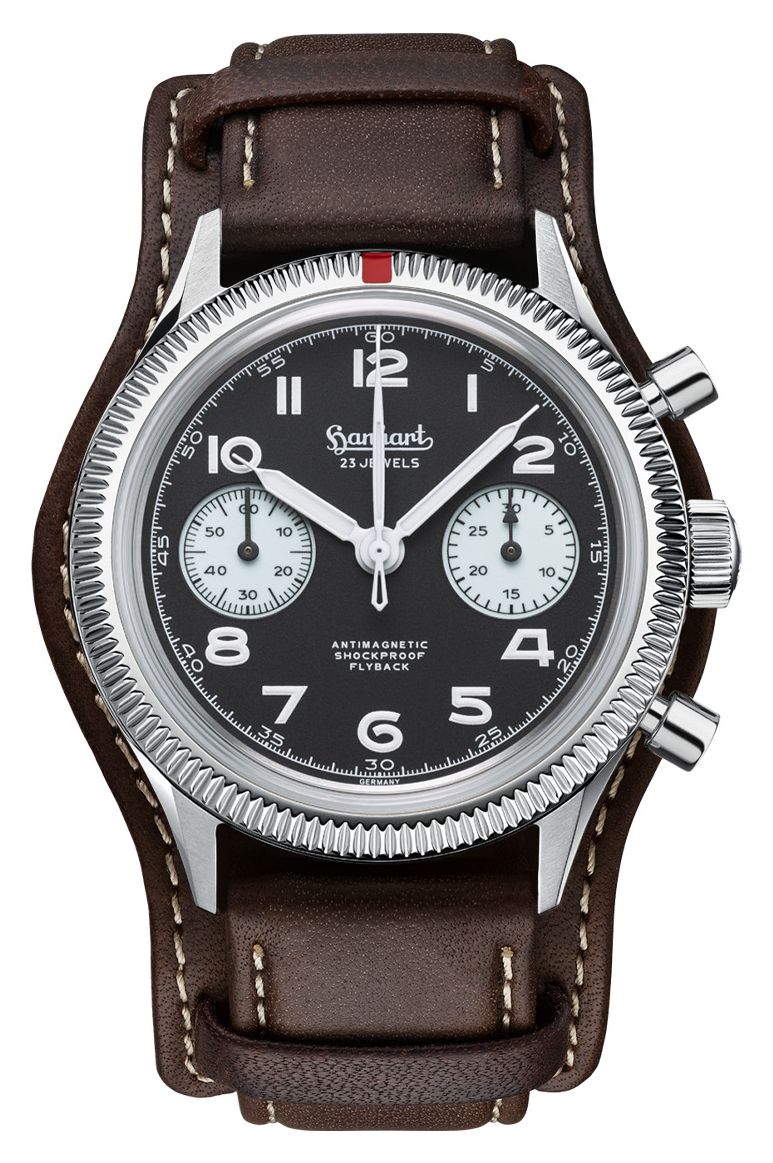 Hanhart 417 es 1954 flyback reverse panda (39 mm) cadran montre