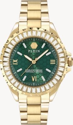 Philipp Plein Rock Couture Plein Heaven (38 mm) grünes Zifferblatt / goldfarbenes Edelstahlarmband PWPOA0924