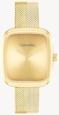 Calvin Klein Adore (30mm) gouden wijzerplaat / tweekleurige gouden roestvrijstalen mesh-band 25100099