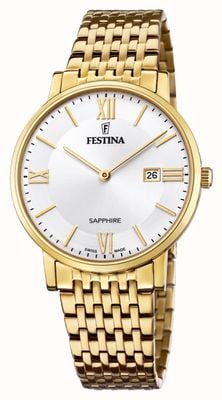 Festina Men's Swiss Made | Gold Plated Steel Bracelet | Silver Dial F20020/1