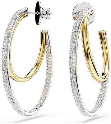 Swarovski Hyperbola Hoop Earrings White Crystals Rhodium and Gold-Tone Plated 5702400