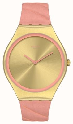 Swatch Bracelete de couro rosa acolchoado com ironia da pele SYXG114