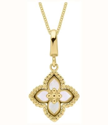 James Moore & Co 9ct Yellow Gold Mother Of Pearl Flower Pendant only GP2406W