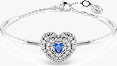 Swarovski Hyperbola Bangle Heart Blue and White Crystals Rhodium Plated 5680393