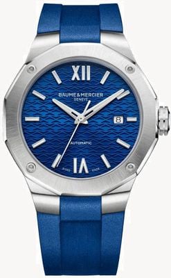 Baume & Mercier Riviera blauw horloge met rubberen band 10619