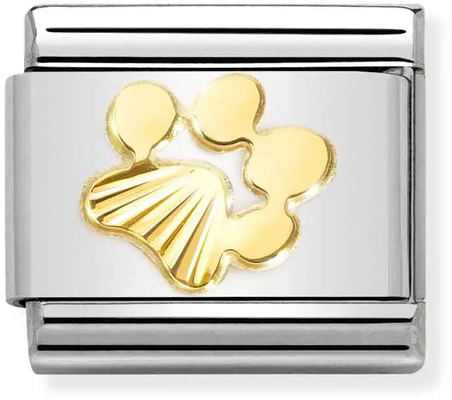 Nomination Classic Paw Print 18ct Gold & Steel Charm 030149/44