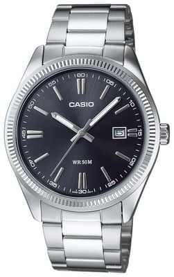 Casio Montre analogique à quartz série MTP (38,5 mm) avec cadran bleu foncé et bracelet en acier inoxydable MTP-1302PD-1A1VEF