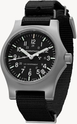 Marathon GPQ-D Officer's Date Quartz US Government (36mm) Black Dial / Black Ballistic Nylon Strap Watch WW194015SS-0001
