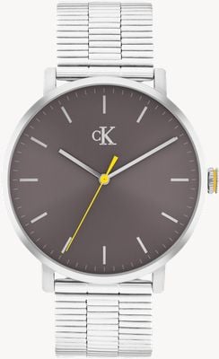 Calvin Klein Ck real tre lancette al quarzo (42 mm) quadrante grigio / bracciale in acciaio inossidabile 25200547