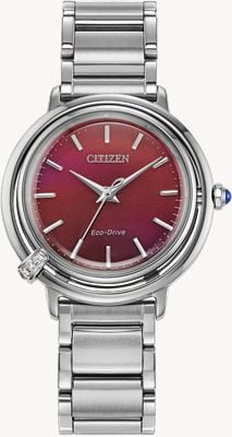 Citizen Women's L Arcly Eco-Drive (31mm) Red Dial / Stainless Steel Bracelet Watch - Ex-display EM1091-67X-Ex-Display damaged box hinge