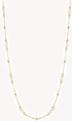 Elements Gold 9ct Yellow Gold Freshwater Pearl Fine Link Chain Necklace GN367W
