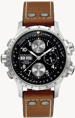Hamilton Kaki aviation x-wind auto chrono *independence day - 2016* (44mm) cadran noir / bracelet cuir marron H77616533