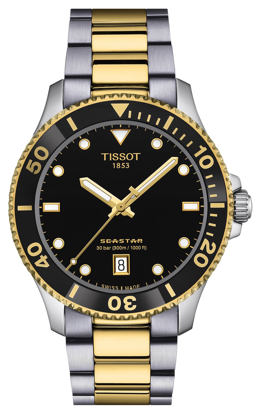 Tissot Seastar 1000 (40mm) cadran noir / en acier montre