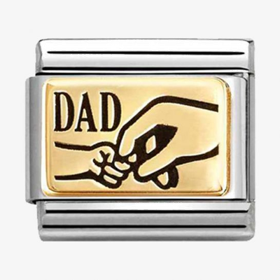 Nomination Classic Dad 18ct Gold & Steel Charm 030166/37