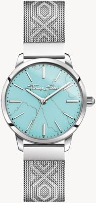Thomas Sabo | roestvrij staal voor dames| turquoise wijzerplaat | mesh armband | WA0343-201-215-33