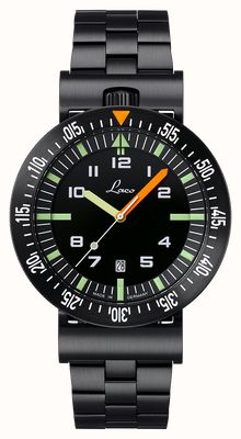 Laco Automatyczny zegarek Atacama.3 (46 mm) z matową czarną tarczą / czarną bransoletą ze stali nierdzewnej DLC 861632.3.MB