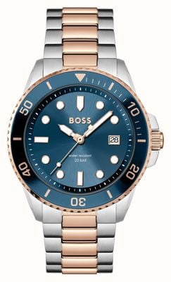 BOSS As masculin | cadran bleu | bracelet en acier inoxydable bicolore 1514012