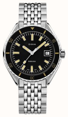 DOXA SUB 200 Sharkhunter (42mm) Black Iconic Dial / Stainless Steel Rice-Grain Bracelet 799.10.101.10
