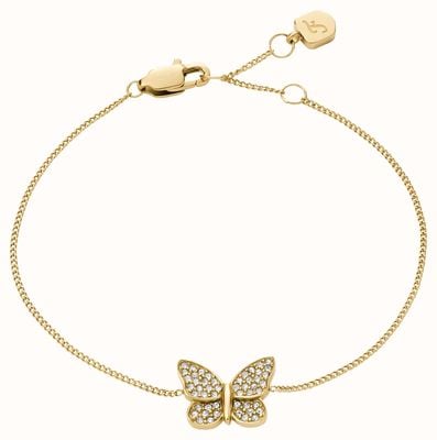 Fossil Sutton Gold Tone Crystal-Set Butterly Bracelet JF04921710