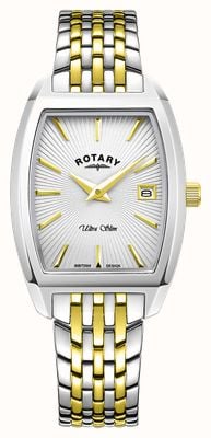 Rotary Women's Ultra Slim (25mm) Silver Dial / Two-Tone Stainless Steel Bracelet LB08016/06