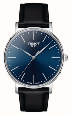 Tissot 每次都是男士 |蓝色表盘|黑色皮表带 T1434101604100