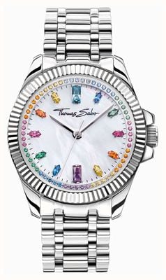 Thomas Sabo Женские часы Divine Rainbow (33 мм) с перламутровым циферблатом / браслетом из нержавеющей стали WA0394-201-201-33