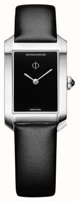 Baume & Mercier Quartz Hampton (22 mm) cadran noir / bracelet en cuir de veau noir M0A10760