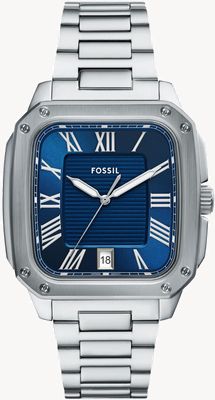 Fossil Quadrante blu testurizzato Crosby da uomo (42 mm) / bracciale in acciaio inossidabile FS6121
