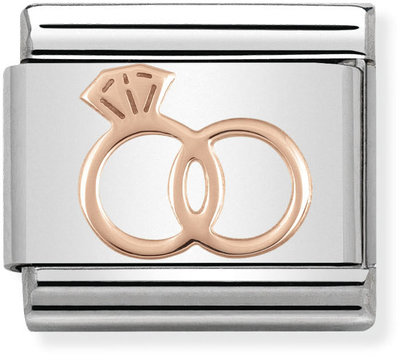 Nomination Classic Wedding Rings 9ct Rose Gold & Steel Charm 430104/13