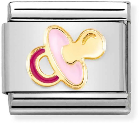 Nomination Classic Pink Pacifier 18ct Gold & Steel Charm 030272/62