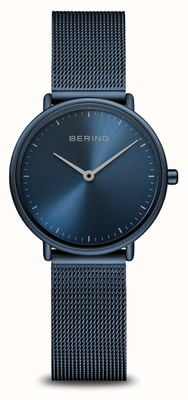 Bering Классические сверхтонкие монохромные часы синего цвета 15729-397