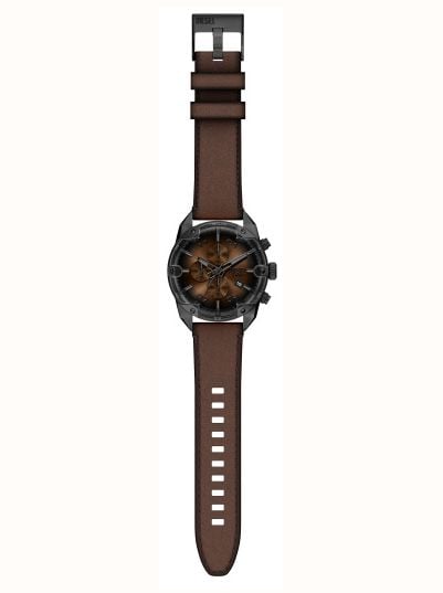 Diesel Spiked Black Leather Brown Dial Watch DZ4735 - alternative Ansicht 5