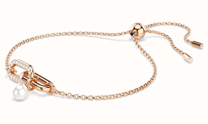 Swarovski Constella Bracelet Crystal Pearl, Round Cut, White, Rose Gold ...