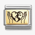Nomination Classic Heart Globe In Hands 18ct Gold Charm 030166/67