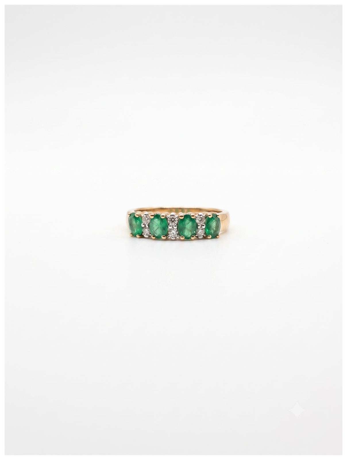 James Moore & Co 9c Yellow Gold Diamond Emerald Ring GLES163 Jewellery